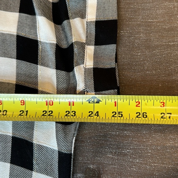 NWT Plaid Button Down Short Sleeve Shirt Gingham Black White Gold Accent XS - Picture 6 of 10